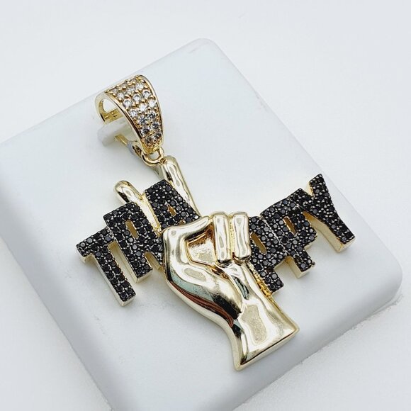 14K Gold Plated Cubic Zircon Pendant, INUS1BR258 - Picture 6 of 8